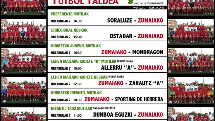 ​Astebukaerako Zumaiko Futbol Taldearen partiduak  