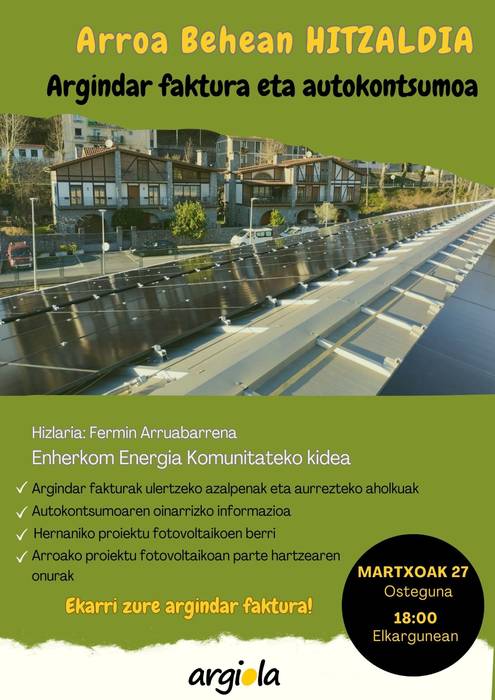 Hitzaldia: 'Argindar faktura eta autokontsumoa'