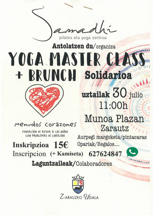 Elkartasunezko yoga master class-a izango da larunbatean