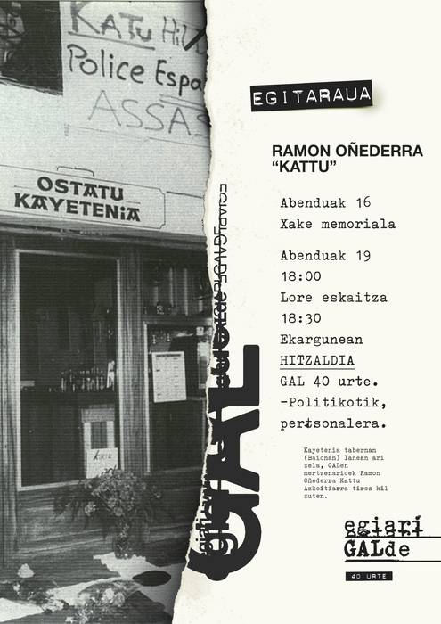 Ramon Oñederra 'Kattu'-ri lore eskaintza