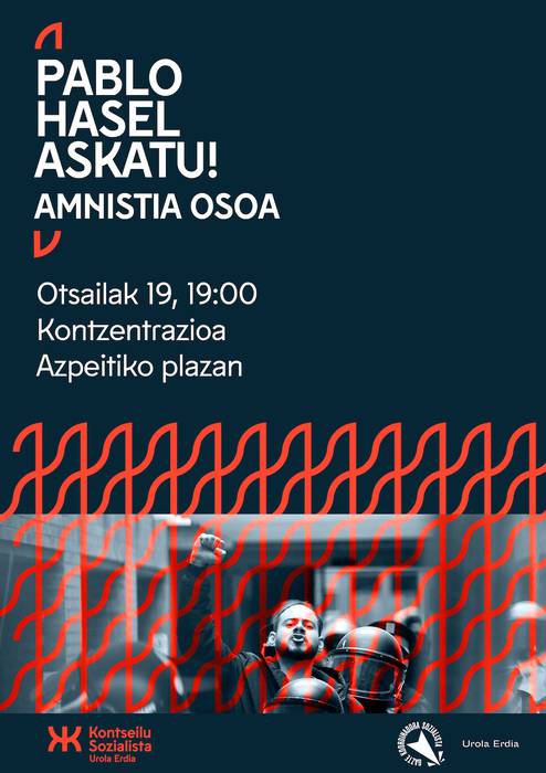 Elkarretaratzea: 'Pablo Hasel askatu! Amnistia osoa'
