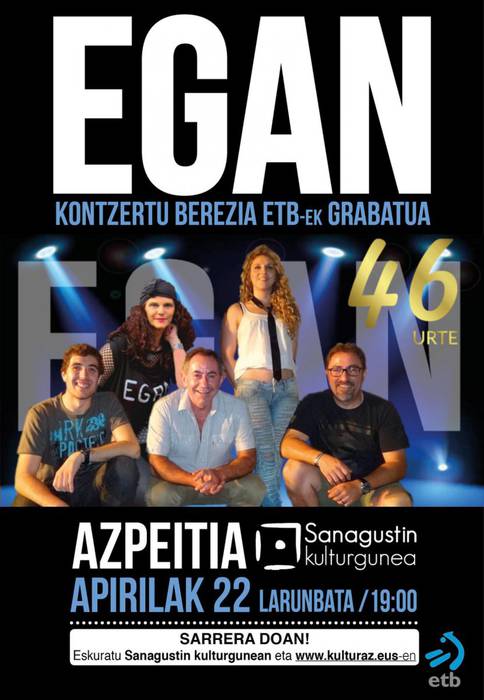 Egan taldeak agurreko kontzertua eskainiko du hilaren 22an Sanagustin kulturgunean
