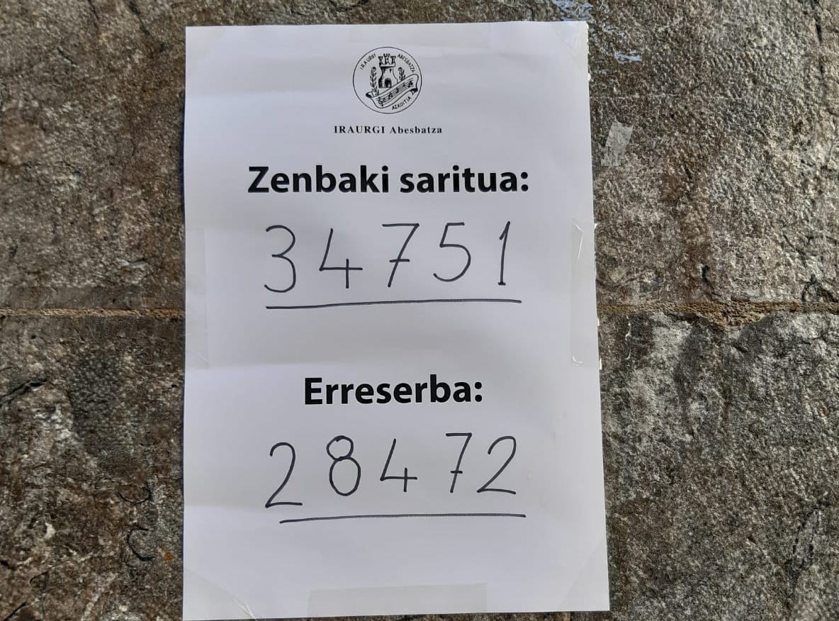 Iraurgi abesbatzak egindako zozketaren zenbaki saritua 34.751 da