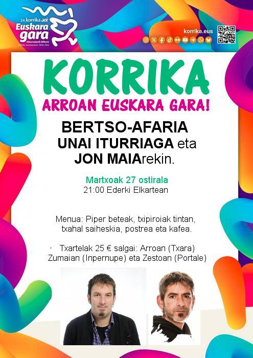 Korrika kulturaleko bertso afaria Arroabean
