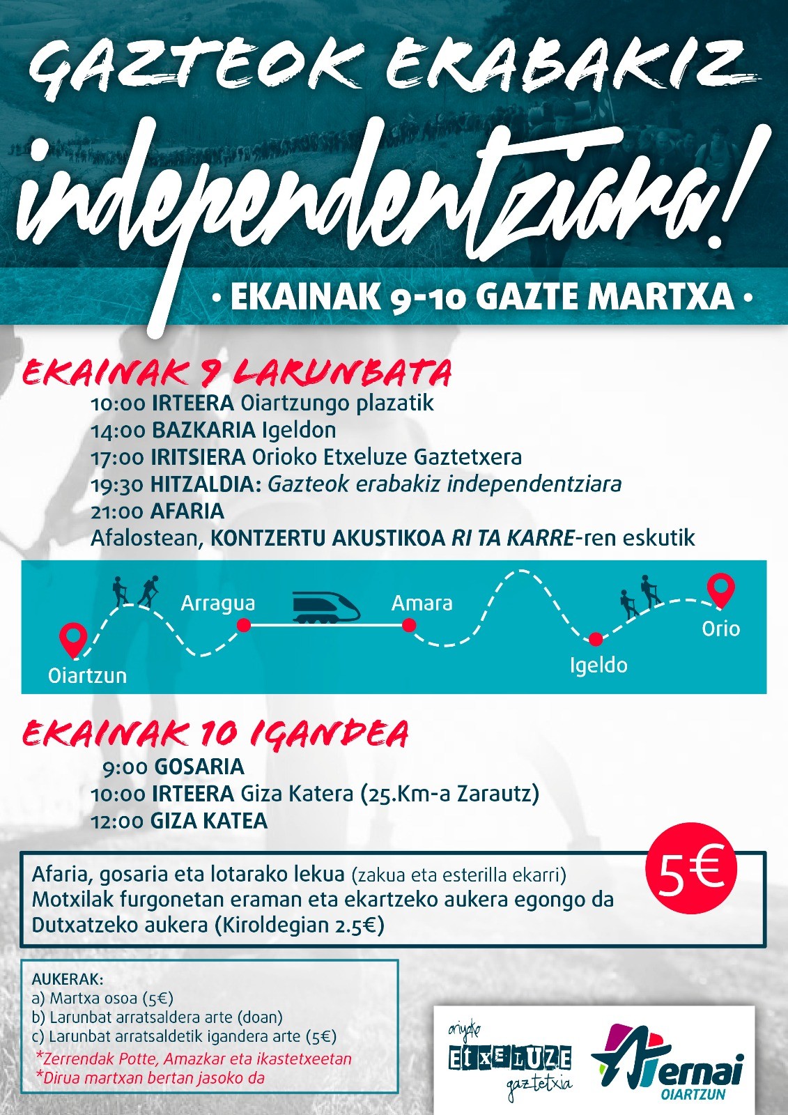 Oriora gazte martxa egingo dute oiartzuarrek