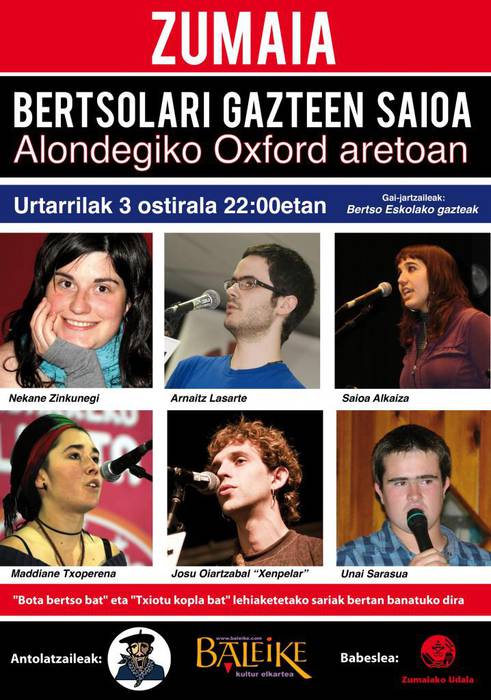 Bertsolari gazteen saioa, ostiralean Oxford aretoan