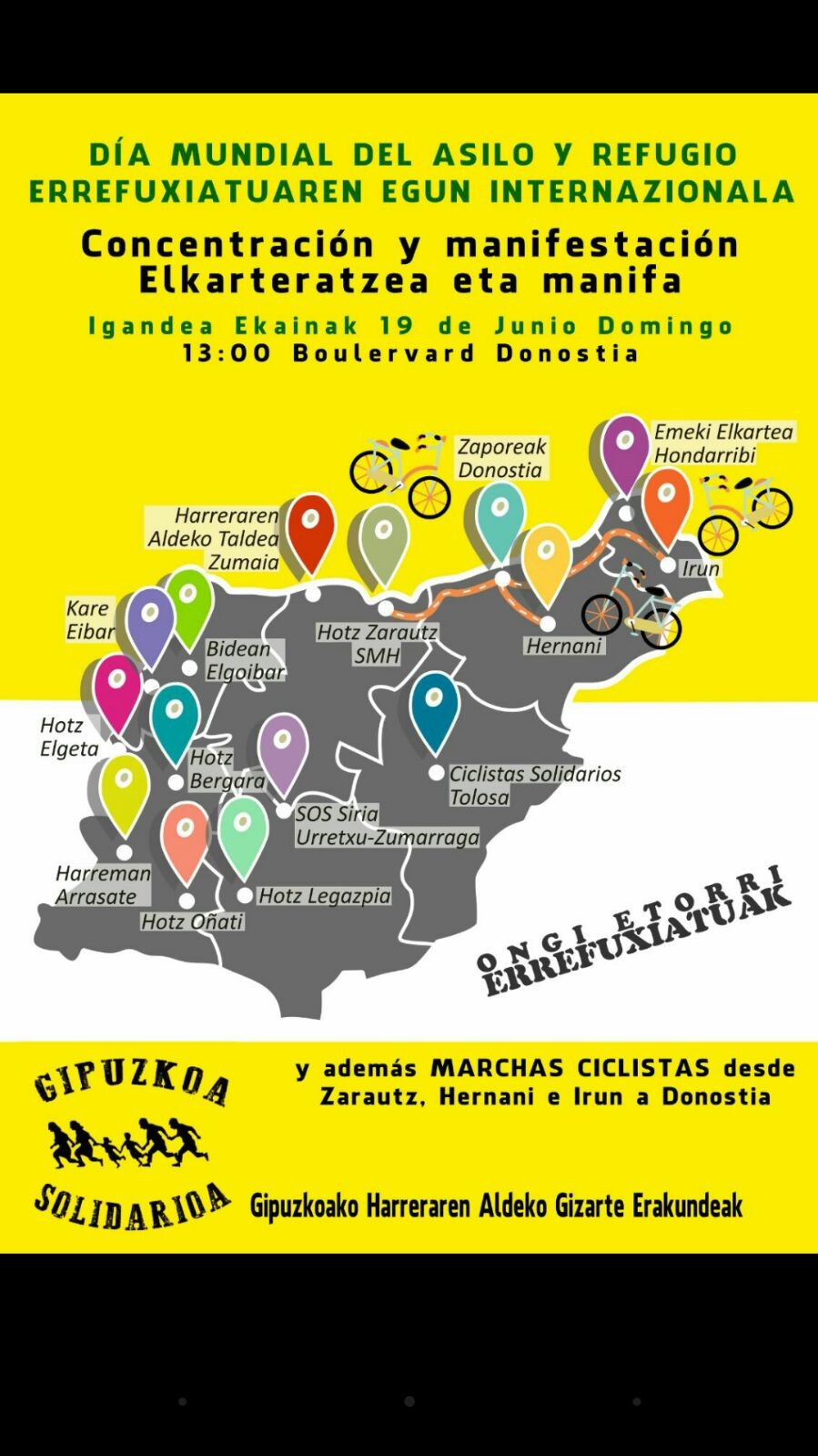 Gipuzkoako Harrera Taldeak batuta, igandean, Donostian