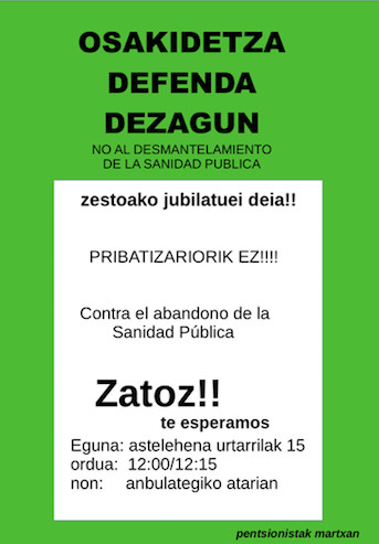 Osasun sistema publikoaren alde elkarretaratzea