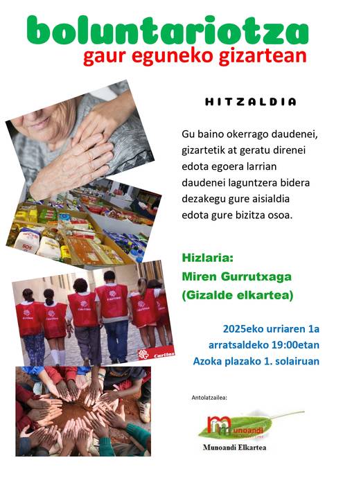 Hitzaldia: 'Boluntariotza gaur egungo gizartean'
