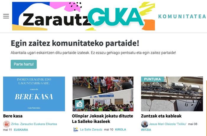 Zarautz Gukaren webguneko komunitatea, berrituta