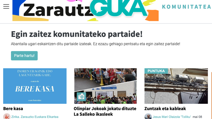 Zarautz Gukaren webguneko komunitatea, berrituta