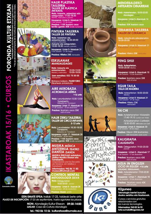Hamaika ikastaro antolatu ditu Kultur Etxeak
