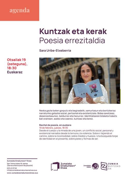 Poesia errezitaldia: Sara Uribe-Etxeberriaren 'Kuntzak eta kerak'