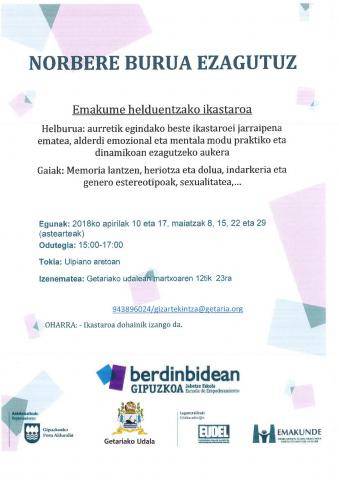 'Norbere burua ezagutuz' emakume helduentzako ikastaroak izango dira apirilan eta maiatzean Getarian