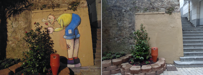 Larunbatean Zumaian margotu zuten murala ezabatu dute dagoeneko