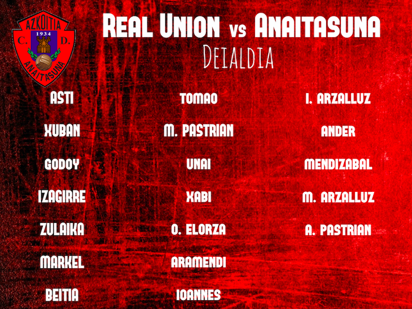  Real Unionen aurkako partidarako deialdia (Larunbata, 15:30)