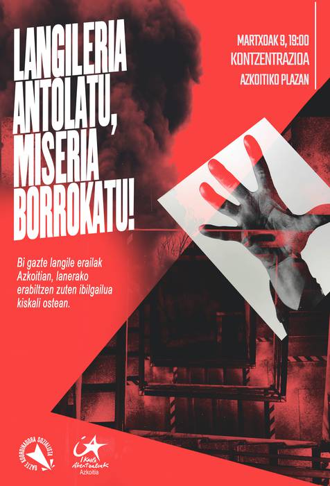 Txurro dendako langileen heriotzak salatzeko kontzentrazioa egingo dute gaur arratsaldean Azkoitian