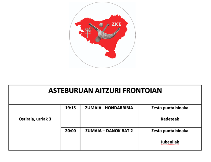 Aste honetako pilota partidak