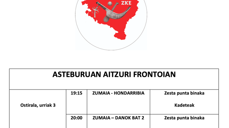 Aste honetako pilota partidak