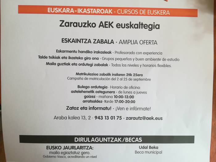 Zarauzko AEK kalean izango duzue bihar