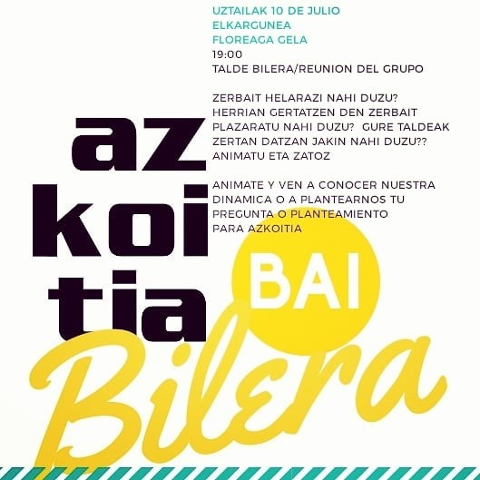 Azkoitia Bai Herri Plataformaren talde bilera