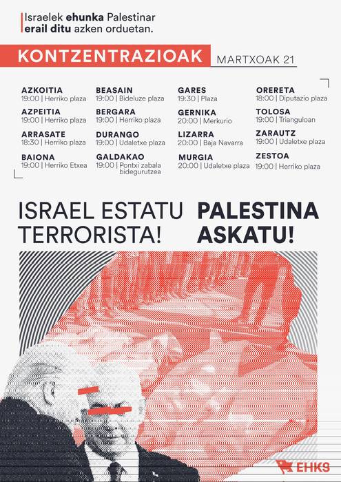 Elkarretaratzea: 'Israel genozida, palestinar erresistentzia aurrera' lelo hartuta