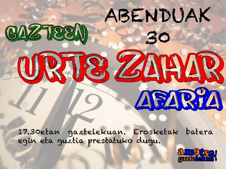 Urte zaharreko gazteen afaria!