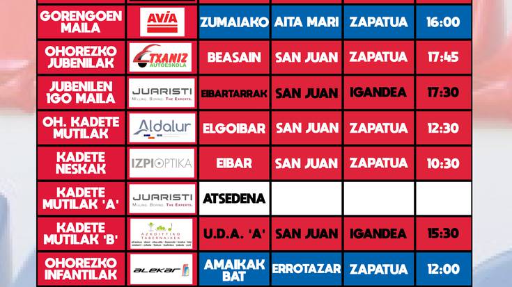 Urriak 27 eta 28 egunetako futbol partidak