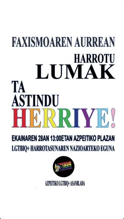 Elkarretaratzea: 'Faxismoaren aurrean harrotu lumak ta astindu herriye'
