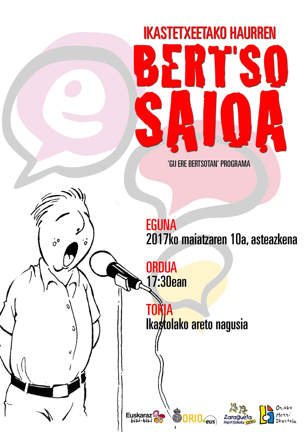 Eskoletako haurren bertso saioa