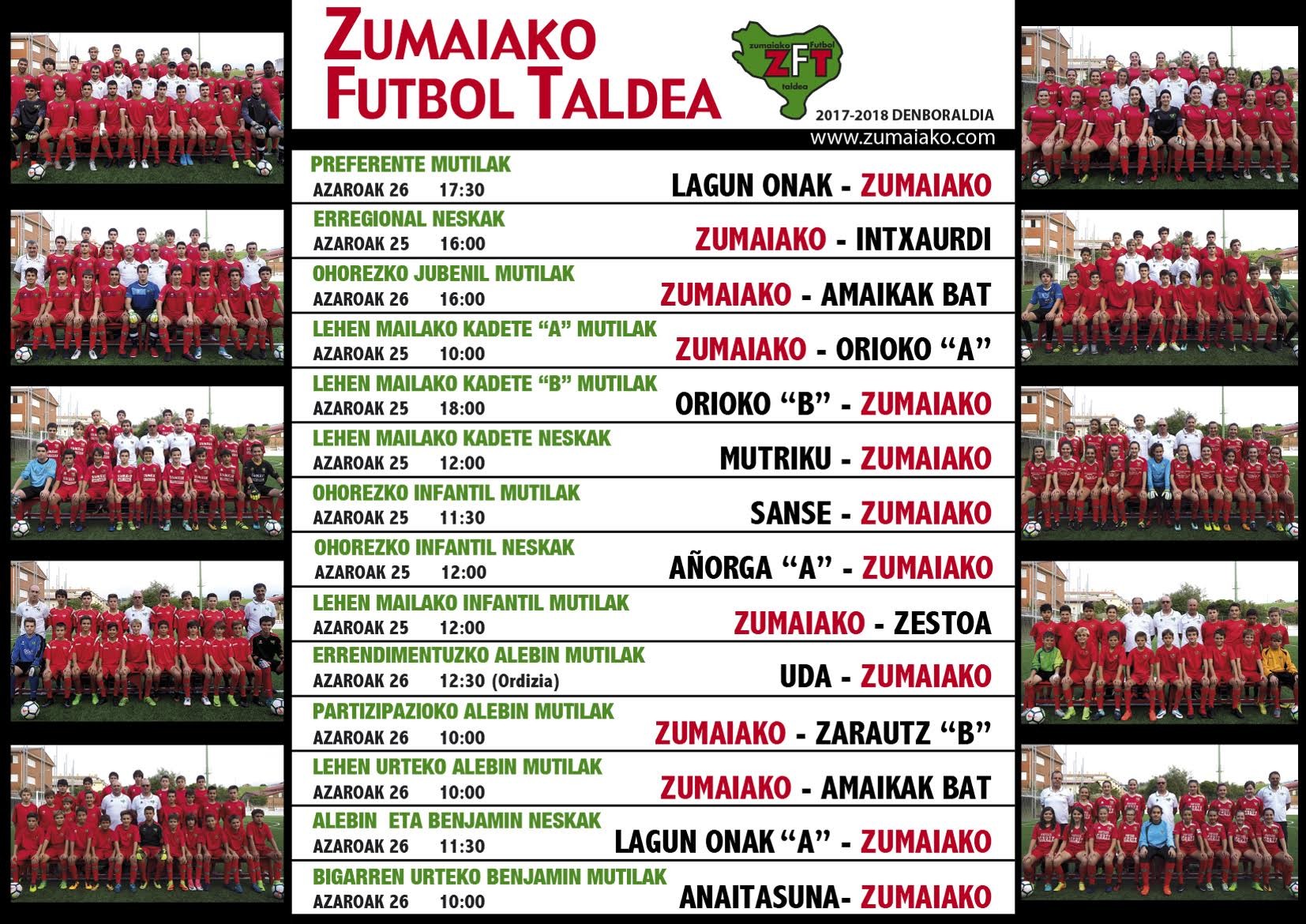 Astebukaerako Zumaiko Futbol Taldearen partiduak  