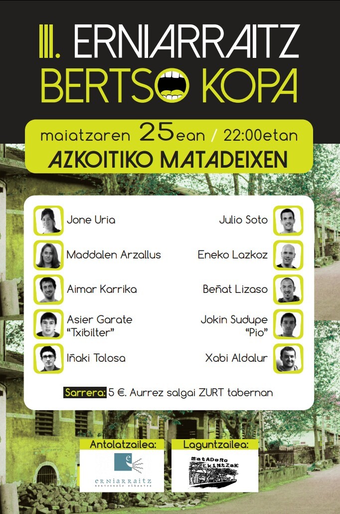 Matadeixen jokatuko da III. Erniarraitz Bertso Kopa