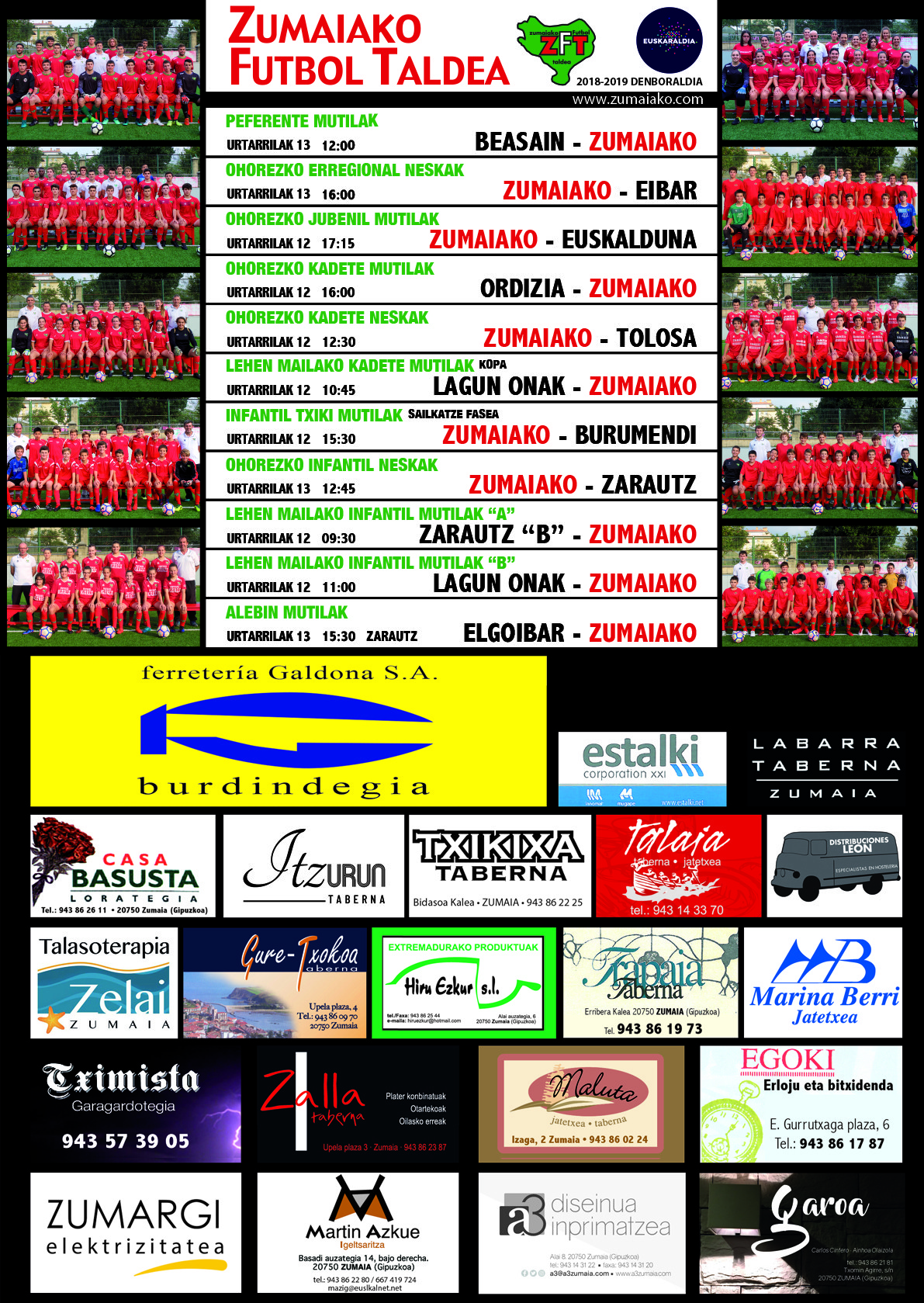 Zumaiakoko preferenteek eta erregionaleko neskek igandean jokatuko dituzte norgehiagokak