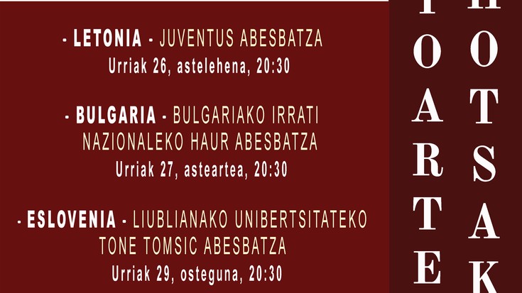 Kontzertua: Esloveniako Ljubljanako Unibertsitateko Tone Tomsic abesbatza akademikoa