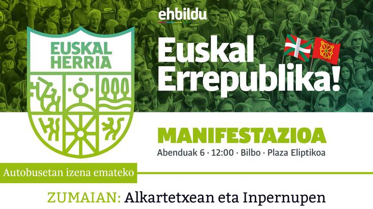 Euskal Errepublikaren aldeko Bilboko manifestaziorako autobusa antolatu du Zumaiako EH Bilduk