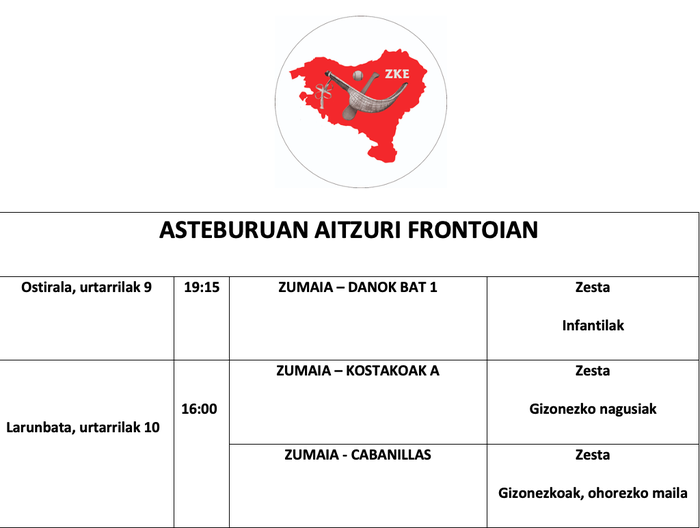 Aste honetako pilota partidak