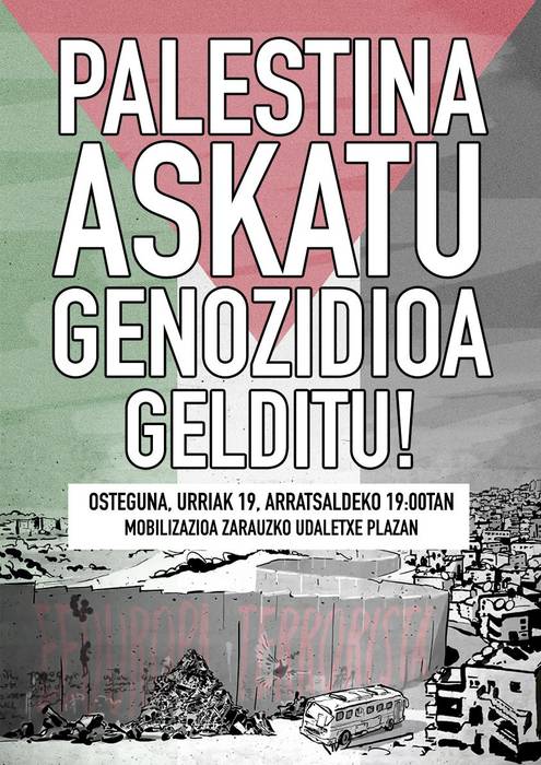 Mobilizazioa: 'Palestina askatu genozidioa gelditu!'