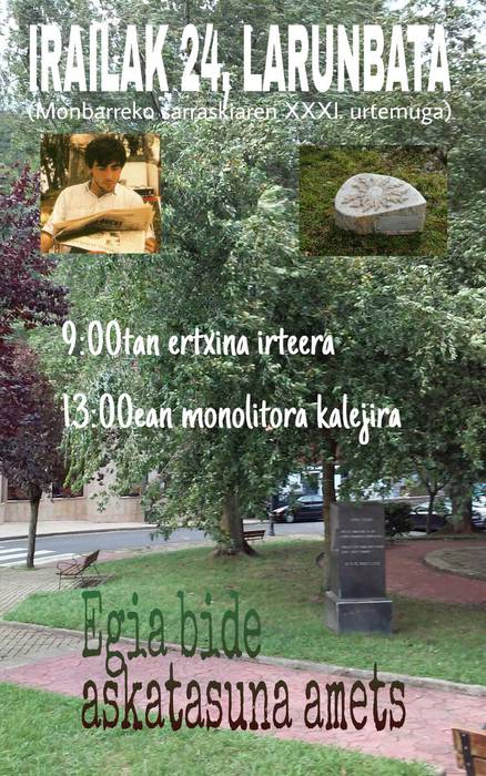 Monbarreko sarraskiaren oroimen ekitaldia egingo dute larunbatean Zestoan