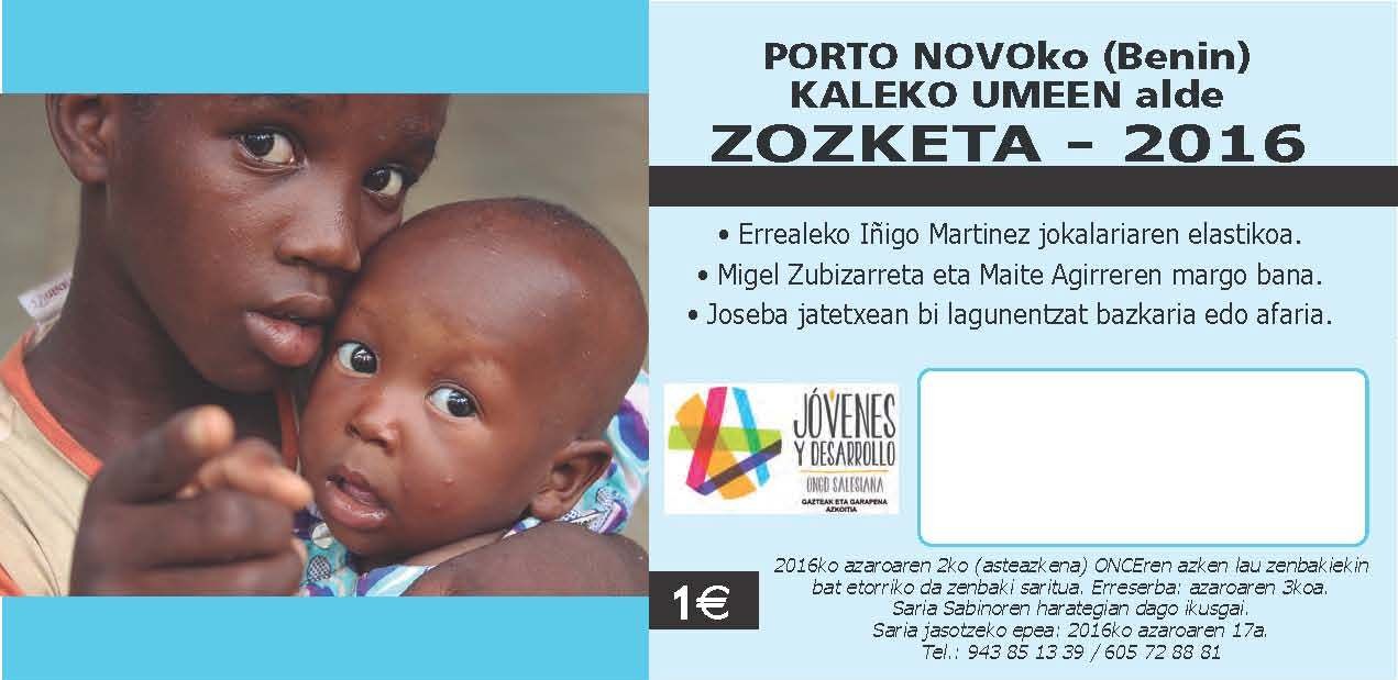Beningo kaleko umeen aldeko zozketa