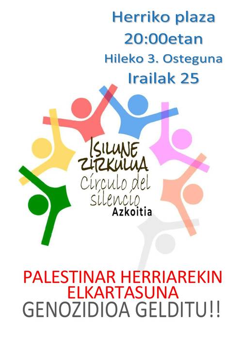 Isilune Zirkulua: 'Palestinar herriarekin elkartasuna. Genozidioa gelditu'