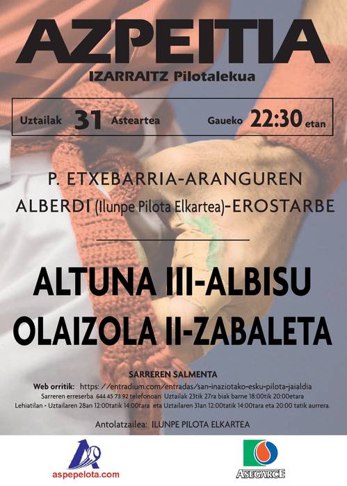 San Inazio festetako pilota jaialdirako sarrerak erreserbatzeko telefono zenbakia aldatu dute