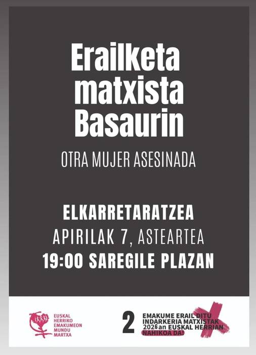 Elkarretaratzea: Basauriko hilketa matxista salatzeko elkarretaratzea