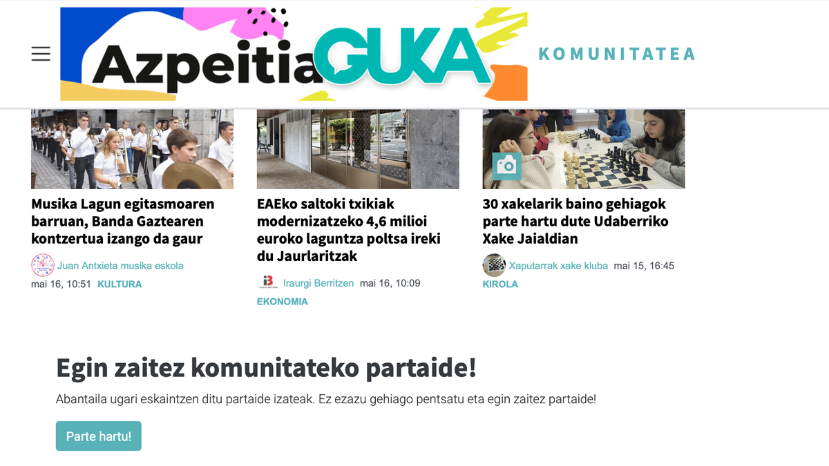 Azpeitia Gukaren webguneko komunitatea, berrituta
