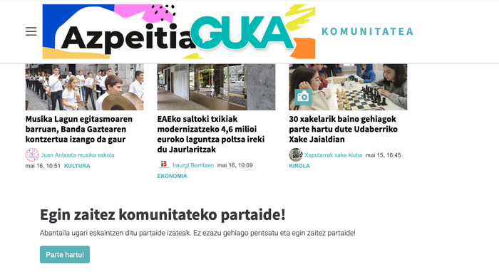 Azpeitia Gukaren webguneko komunitatea, berrituta