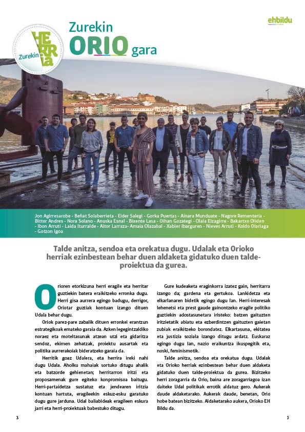 Gure taldea, zure taldea, ORIOk behar duen taldea