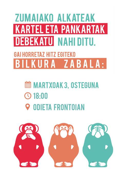 Pankarten eta pintaden debekuaren aurrean, bilkura zabala antolatu dute ostegunerako
