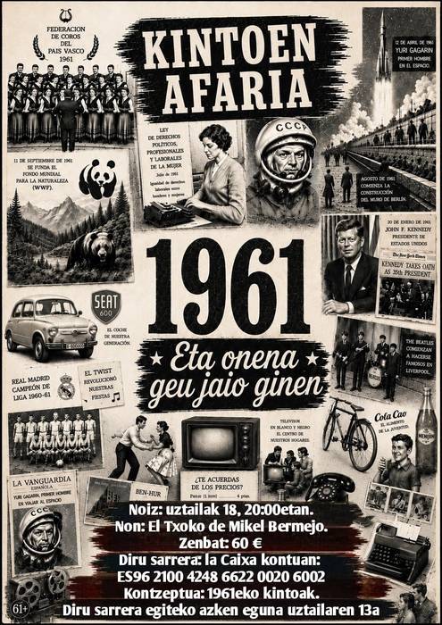 1961eko kintoek uztailaren 18an dute afaria