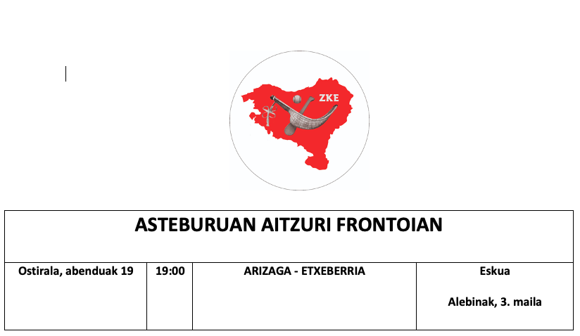 Aste honetako pilota partidak