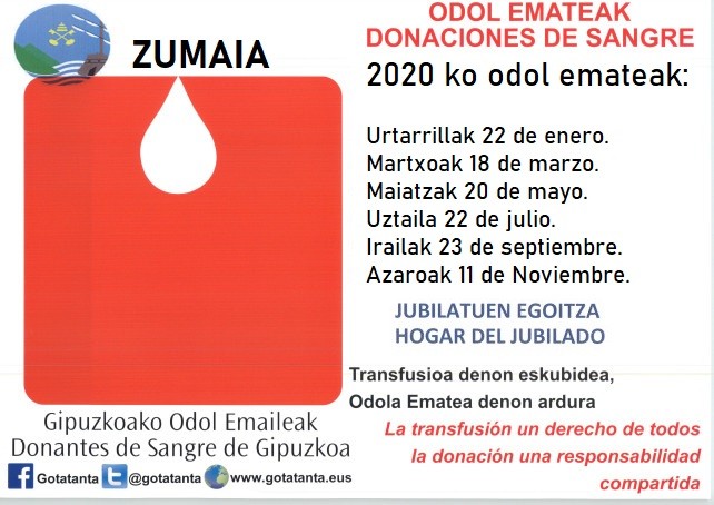 2020 urteko odol emate egutegi berria