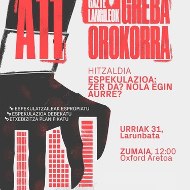 Hitzaldia: 'Espekulazioa: zer da? Nola egin aurre?'